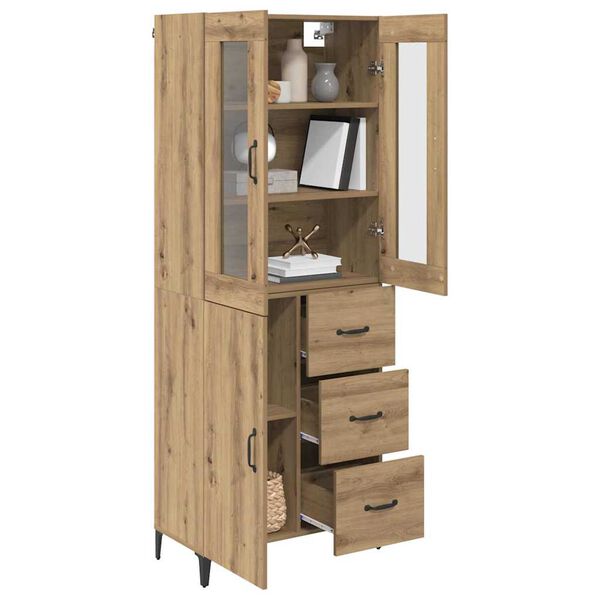 vidaXL Highboard Remeselný dub 69,5 x 34 x 180 cm Kompozitné drevo