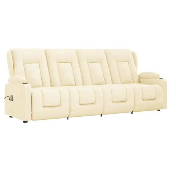 vidaXL 4-miestne sklápacie masážne kreslo+držiaky na poháre, krémové