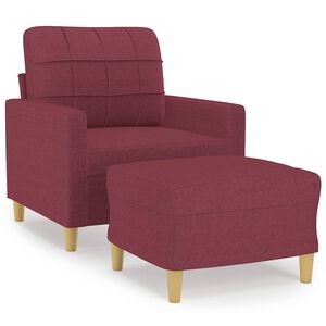 vidaXL Kreslo s podnožkou v&iacute;novo-červen&eacute; 60 cm l&aacute;tka