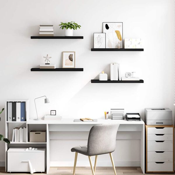 vidaXL Plávajúce nástenné police 4 ks, čierne 80x23,5x3,8 cm, MDF
