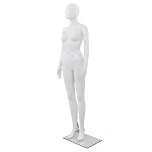 vidaXL D&aacute;mska figur&iacute;na, sklenen&yacute; podstavec, leskl&aacute; biela 175 cm