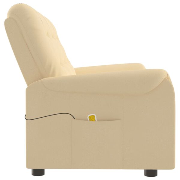 vidaXL 3-miestne sklápacie masážne kreslo, krémové, mikrovlákno