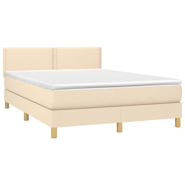 vidaXL Boxspring posteľ s matracom kr&eacute;mov&yacute; 140x190 cm l&aacute;tka