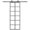 vidaXL Posuvn&eacute; dvere s kovan&iacute;m čierne 76x205 cm ESG sklo