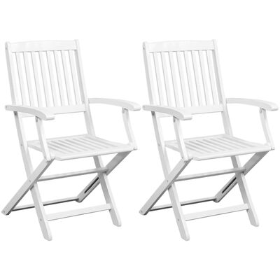 vidaXL Skladacie záhradné stoličky 2 ks, akáciový masív, biele