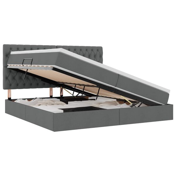 vidaXL Postel s &uacute;ložn&yacute;m prostorem a matrac&iacute; Tmavo &scaron;ed&aacute; 200 x 200 cm