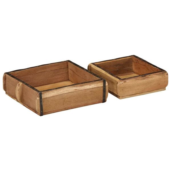 vidaXL Podnos 2 pcs Hned&aacute; 29 x 31 x 10 cm Mas&iacute;vne obnoven&eacute; drevo