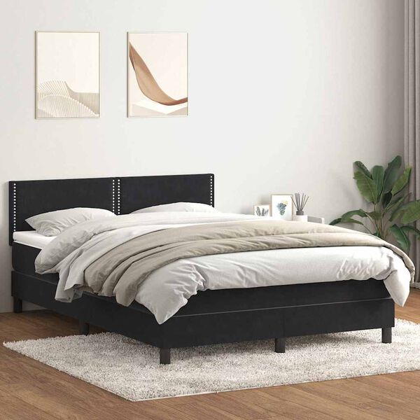 vidaXL Posteľn&yacute; r&aacute;m boxspring s matracom čierny 160x210 cm zamat