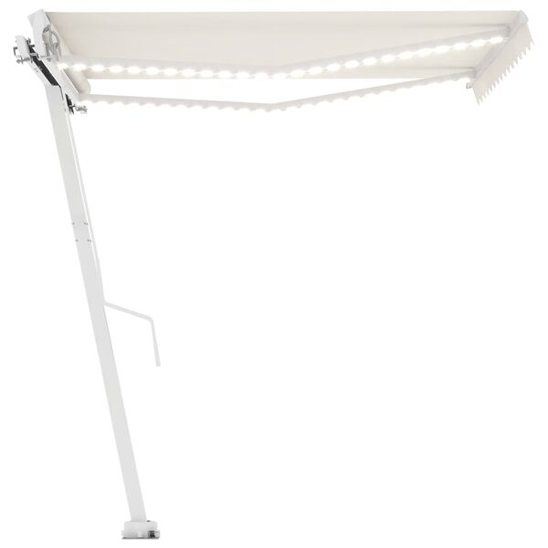 vidaXL Ručne zaťahovacia mark&iacute;za s LED 350x250 cm kr&eacute;mov&aacute;