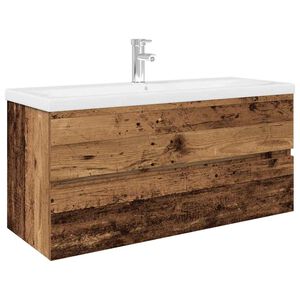 VidaXL drezov&aacute; skrinka so vstavan&yacute;m um&yacute;vadlom a bat&eacute;riou Old Wood