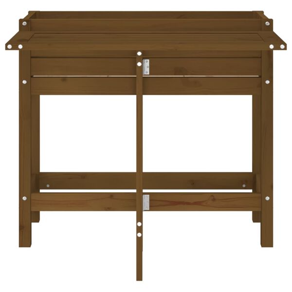 vidaXL Záhradný kvetináč so sklad.doskou medovo hnedý masívna borovica