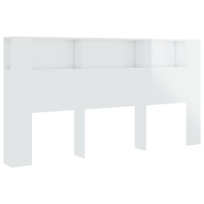 vidaXL Čelo postele so skrinkou lesklé biele 200x18,5x104,5 cm