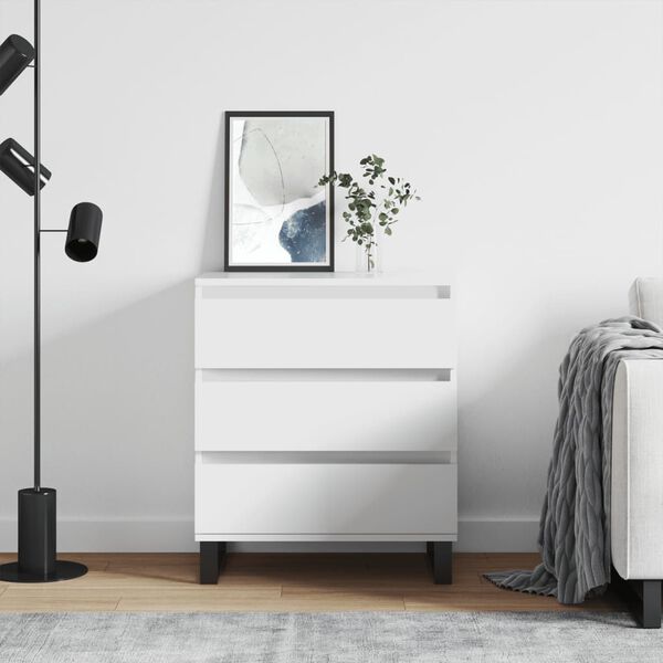 vidaXL Komoda biela 60x35x70 cm spracované drevo