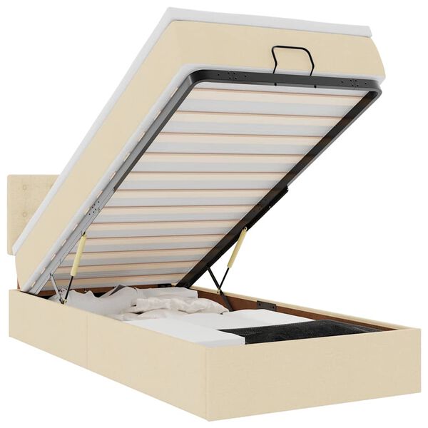 vidaXL Osmanský rám postele s matracom krémová 90x190 cm látka