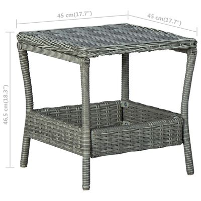 vidaXL Záhradný stôl, svetlosivý 45x45x46,5 cm, polyratan