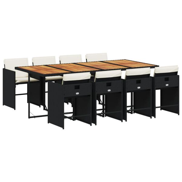 vidaXL 9-dielna z&aacute;hradn&aacute; jed&aacute;lensk&aacute; sada s vank&uacute;&scaron;mi čierna polyratan