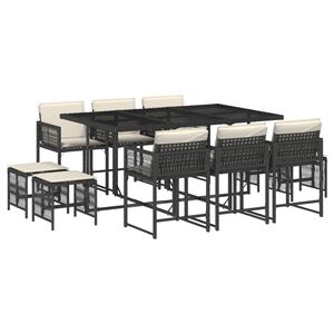 vidaXL 11-dielna z&aacute;hradn&aacute; jed&aacute;lensk&aacute; sada s vank&uacute;&scaron;mi čierna polyratan