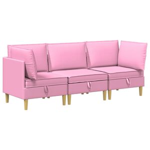 vidaXL Modul&aacute;rny pohovkov&yacute; set s &uacute;ložn&yacute;m priestorom 3 pcs Ružov&aacute; L&aacute;tka