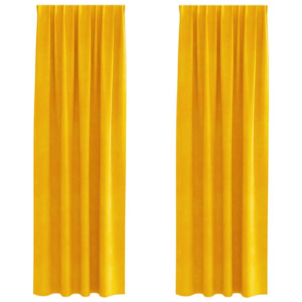 vidaXL Zatemňovacie z&aacute;vesy 2 pcs Horčicov&aacute; žlt&aacute; 140 x 260 cm Zamat