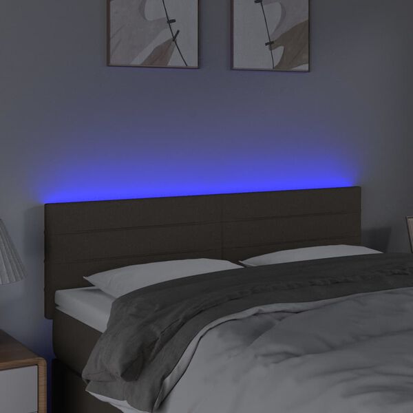 vidaXL Čelo postele s LED sivohned&eacute; 144x5x78/88 cm l&aacute;tka