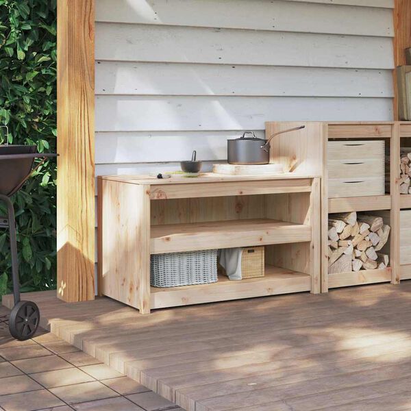 vidaXL Kuchynská skriňa Hnedá 106 x 55 x 64 cm Borovicový masív