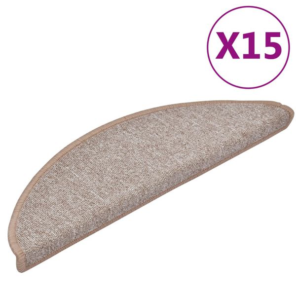 vidaXL Schodov&eacute; rohože 15 ks 56x17x3 cm svetlohned&eacute; polkruhov&eacute;