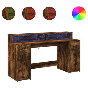 vidaXL St&ocirc;l s LED svetlami dymov&yacute; dub 160x55x91 cm kompozitn&eacute; drevo
