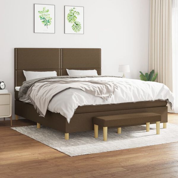 vidaXL Boxspring posteľ s matracom tmavohned&aacute; 180x200 cm l&aacute;tka