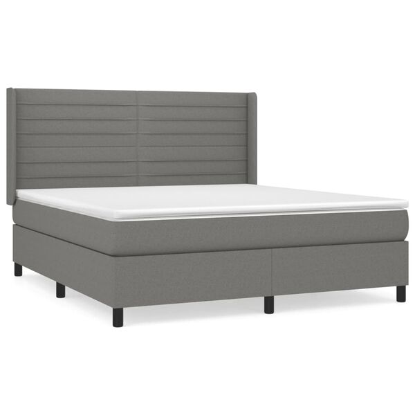 vidaXL Boxspring posteľ s matracom tmavosiv&aacute; 180x200 cm l&aacute;tka