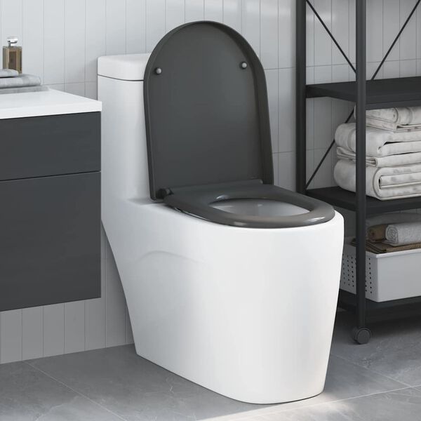 vidaXL Rýchlo uvoľňovacie wc sedátko Antracit 46.2 x 36 x 4.3 cm