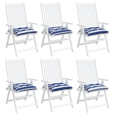 vidaXL Podložky na stoličku 6 ks modro-biele pruhované 40x40x7cm látka