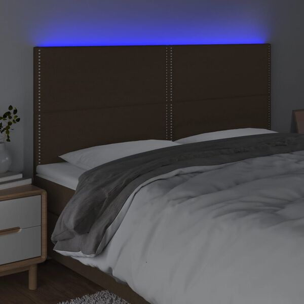 vidaXL Čelo postele s LED tmavohend&eacute; 180x5x118/128 cm l&aacute;tka