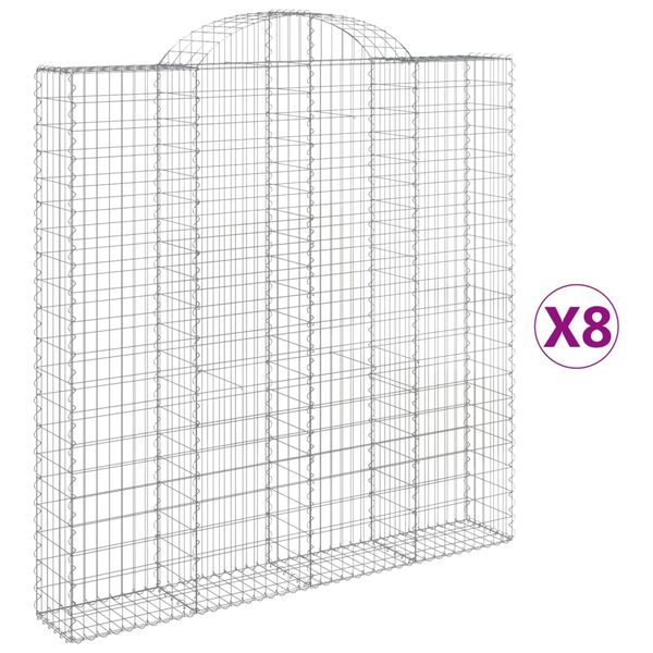 vidaXL Obl&uacute;kov&yacute; gabionov&yacute; k&ocirc;&scaron; 8 ks 200x30x200/220cm pozinkovan&eacute; železo