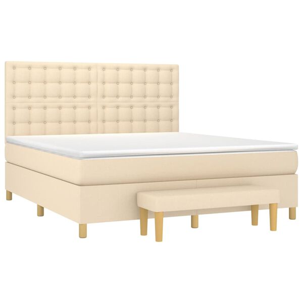 vidaXL Posteľn&yacute; r&aacute;m boxspring s matracom kr&eacute;mov&yacute; 180x200 cm l&aacute;tka