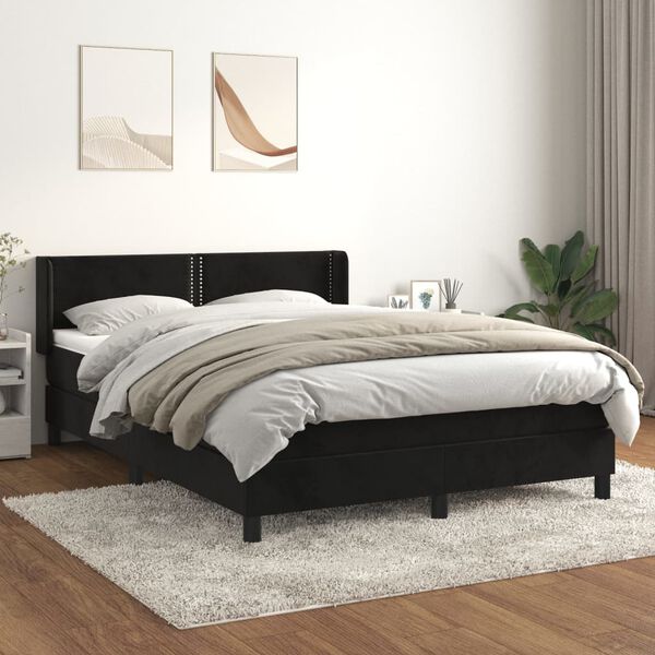 vidaXL Posteľn&yacute; r&aacute;m boxspring s matracom čierny 140x190 cm zamat