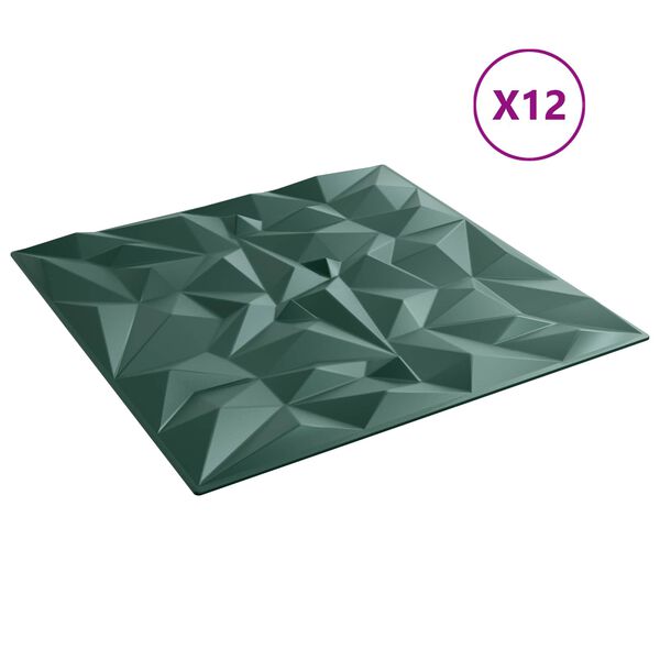 vidaXL N&aacute;stenn&eacute; panely 12 pcs Amethyst Zelen&yacute; 50 x 50 cm XPS Pena