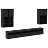 vidaXL Sada n&aacute;stenn&eacute;ho kabinetu na TV N&aacute;stenn&yacute; 7 pcs Čierny dub