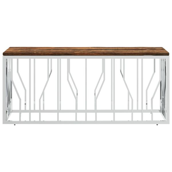 vidaXL Konferenčný stolík nehrdzavejúca oceľ a recyklovaný masív