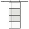 vidaXL Posuvn&eacute; dvere s kovan&iacute;m čierne 90x205 cm tvrden&eacute; sklo