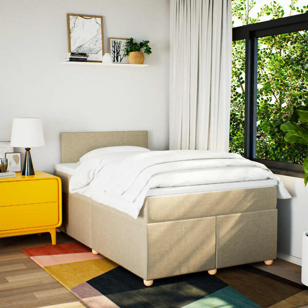 vidaXL Boxspring posteľ s matracom kr&eacute;mov&yacute; 120x200 cm l&aacute;tka