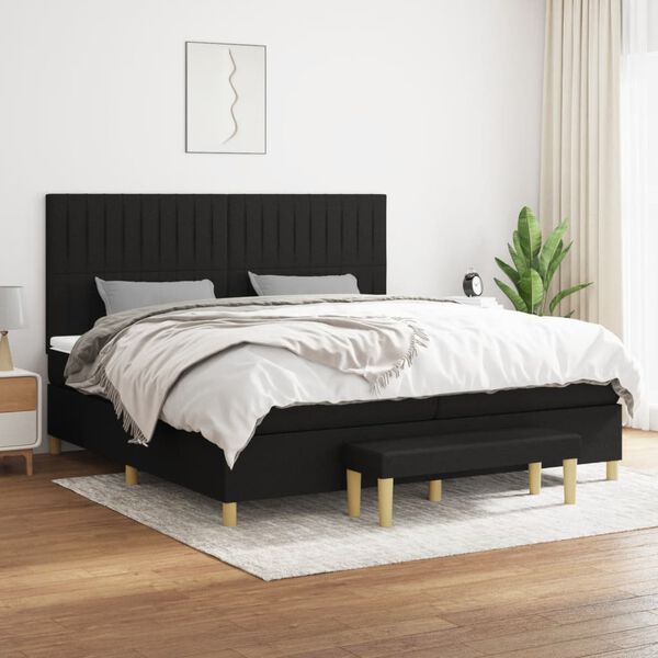 vidaXL Boxspring posteľ s matracom čierna 200x200 cm l&aacute;tka