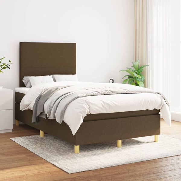 vidaXL Boxspring posteľ s matracom tmavohned&aacute; 120x200 cm l&aacute;tka