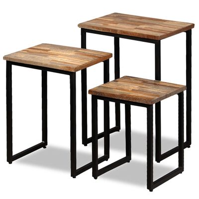 vidaXL Stohovateľné konferenčné stolíky, 3 kusy, recyklované teakové drevo
