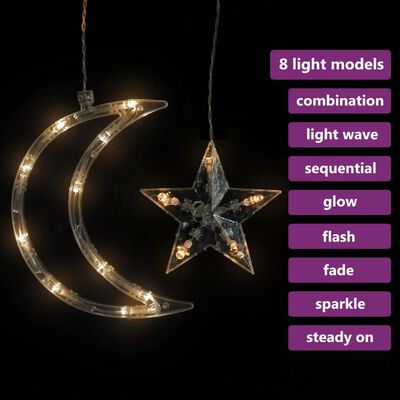 vidaXL Hviezdy a mesiac svetlá diaľkové ovládanie 138 LED teplé biele