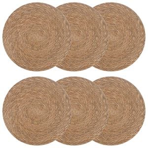 vidaXL Koberčeky z morskej tr&aacute;vy 6 pcs Pr&iacute;rodn&aacute; &Oslash; 30 cm