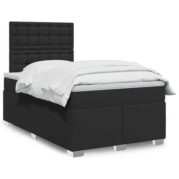 vidaXL Boxspring posteľ s matracom čierna 120x190 cm umel&aacute; koža