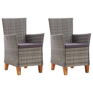 vidaXL Z&aacute;hradn&eacute; stoličky 2 ks s podložkami siv&eacute; polyratanov&eacute;