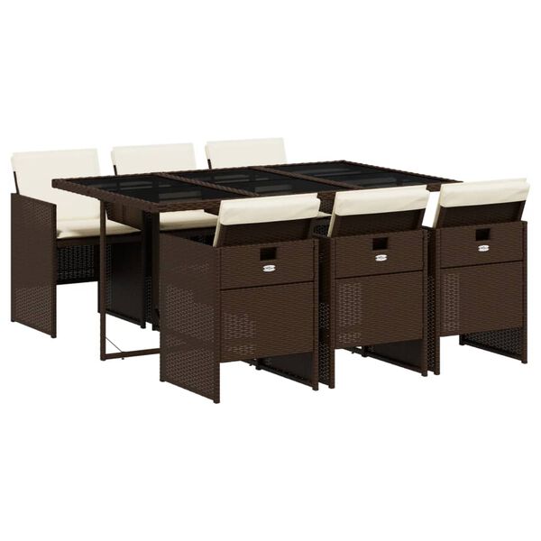 vidaXL 7-dielna z&aacute;hradn&aacute; jed&aacute;lensk&aacute; s&uacute;prava a vank&uacute;&scaron;e hned&aacute; polyratan