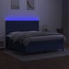 vidaXL Posteľ boxsping s matracom a LED modr&aacute; 160x200 cm l&aacute;tka