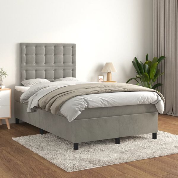 vidaXL Boxspring posteľ s matracom bledosiv&aacute; 120x190 cm zamat